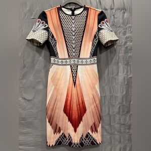 Clover Canyon Black and Cream Geometric Midi Dress